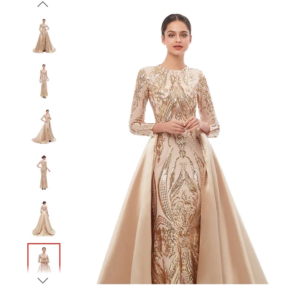 Brand new stunning formal long sleeved sequin dress with train dress size 4